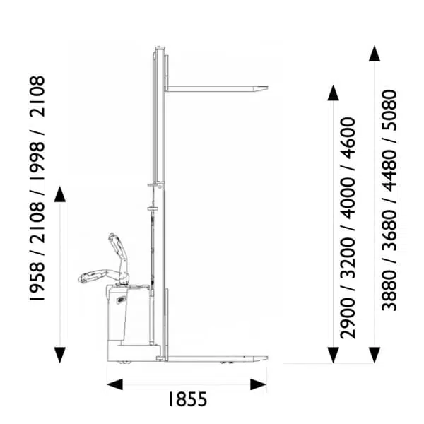 Staflari 1200kg / 2,9m (raf/raf) pallur og freelift - Image 9